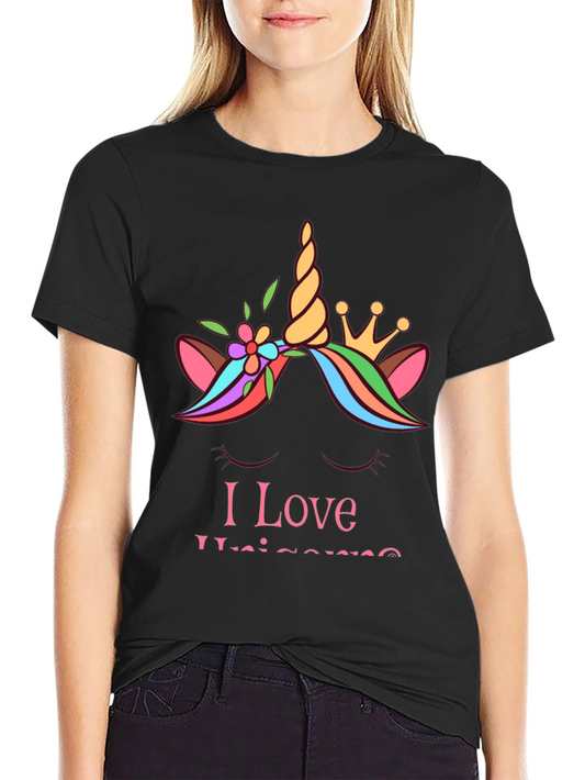I Love Unicorns T-Shirt - Black Graphic Tee