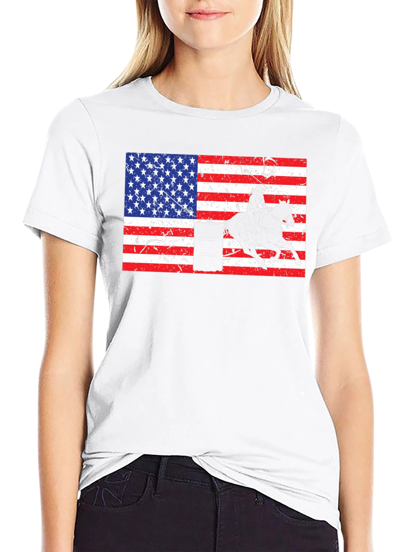 American Flag Barrel Racing T-Shirt