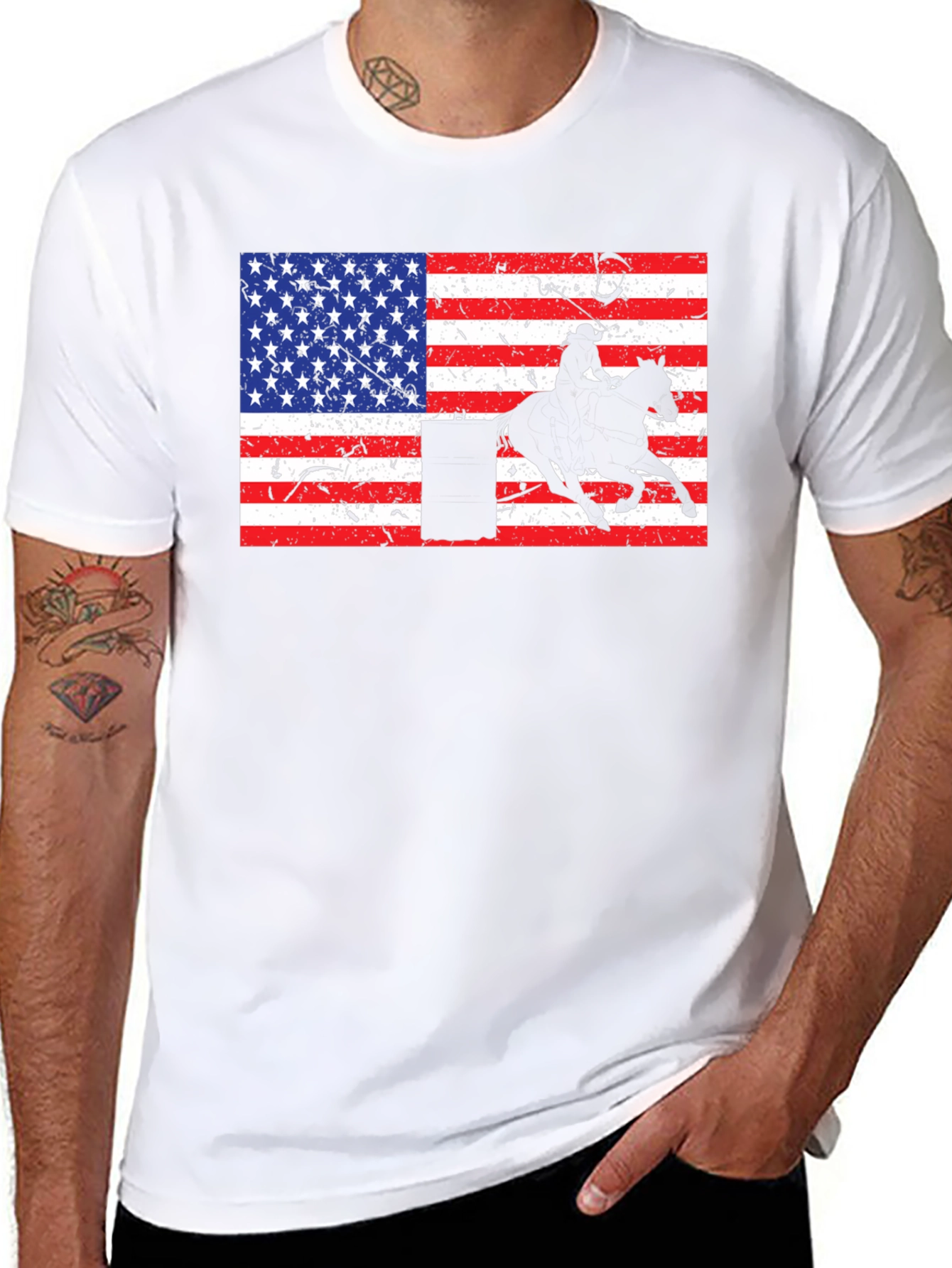 American Flag Barrel Racing T-Shirt