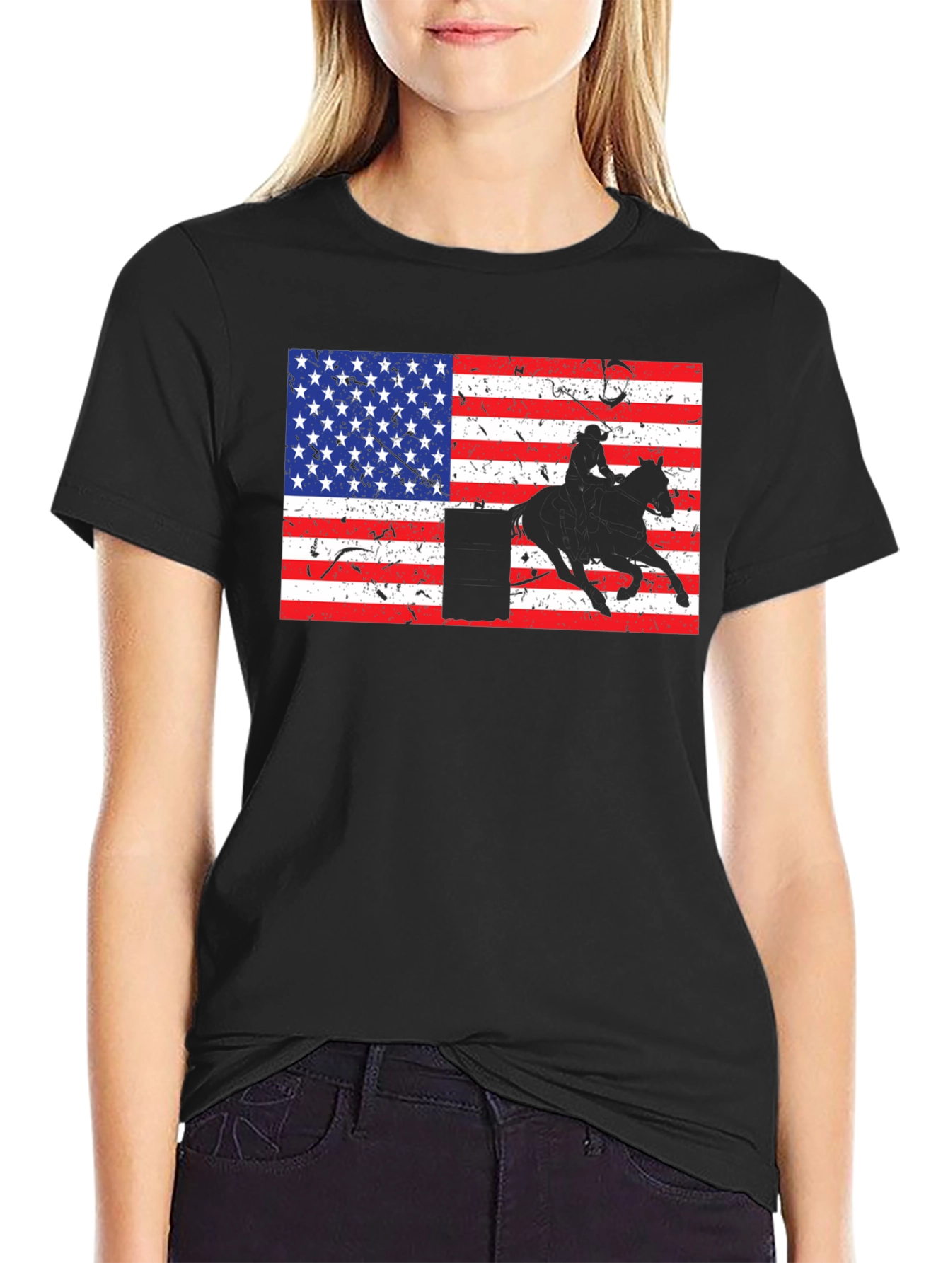 American Flag Barrel Racing T-Shirt
