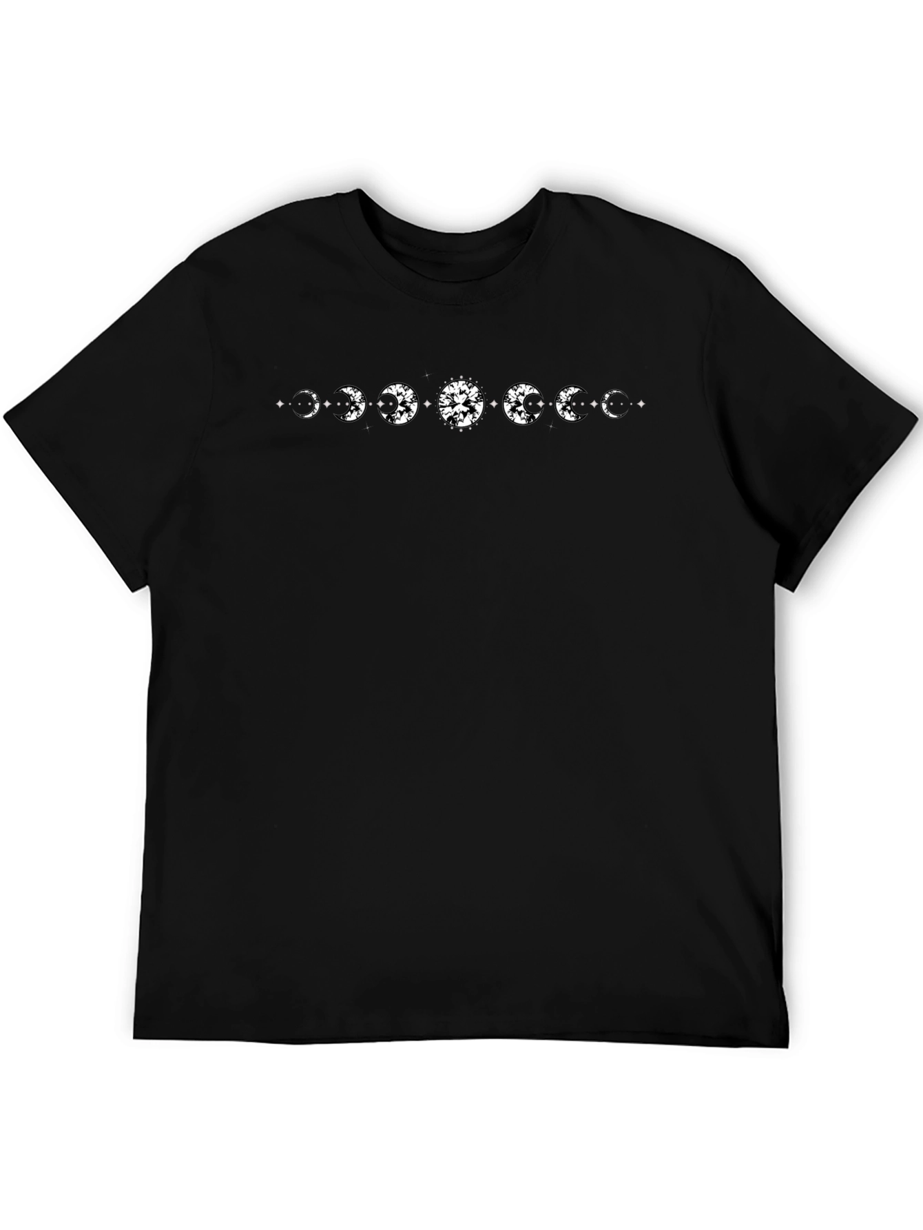 Moon Phases Graphic Tee - Black Cotton T-Shirt