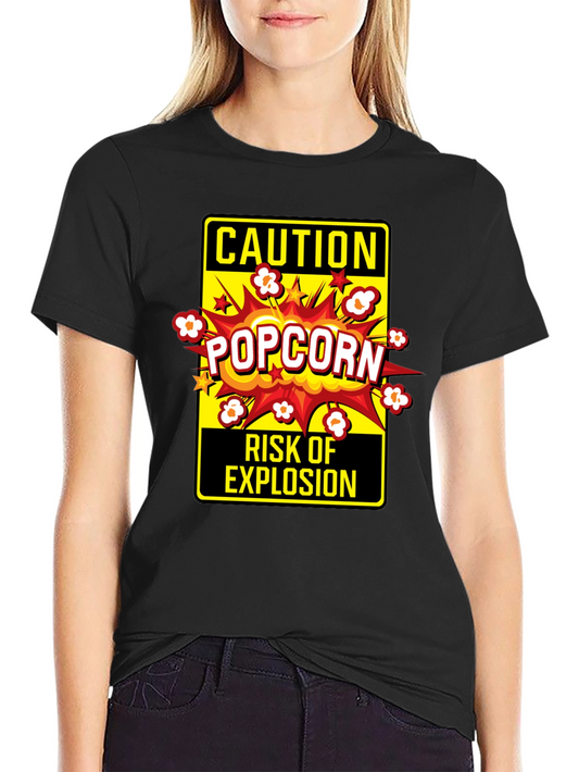 Caution Popcorn Explosion T-Shirt - Funny Graphic Tee