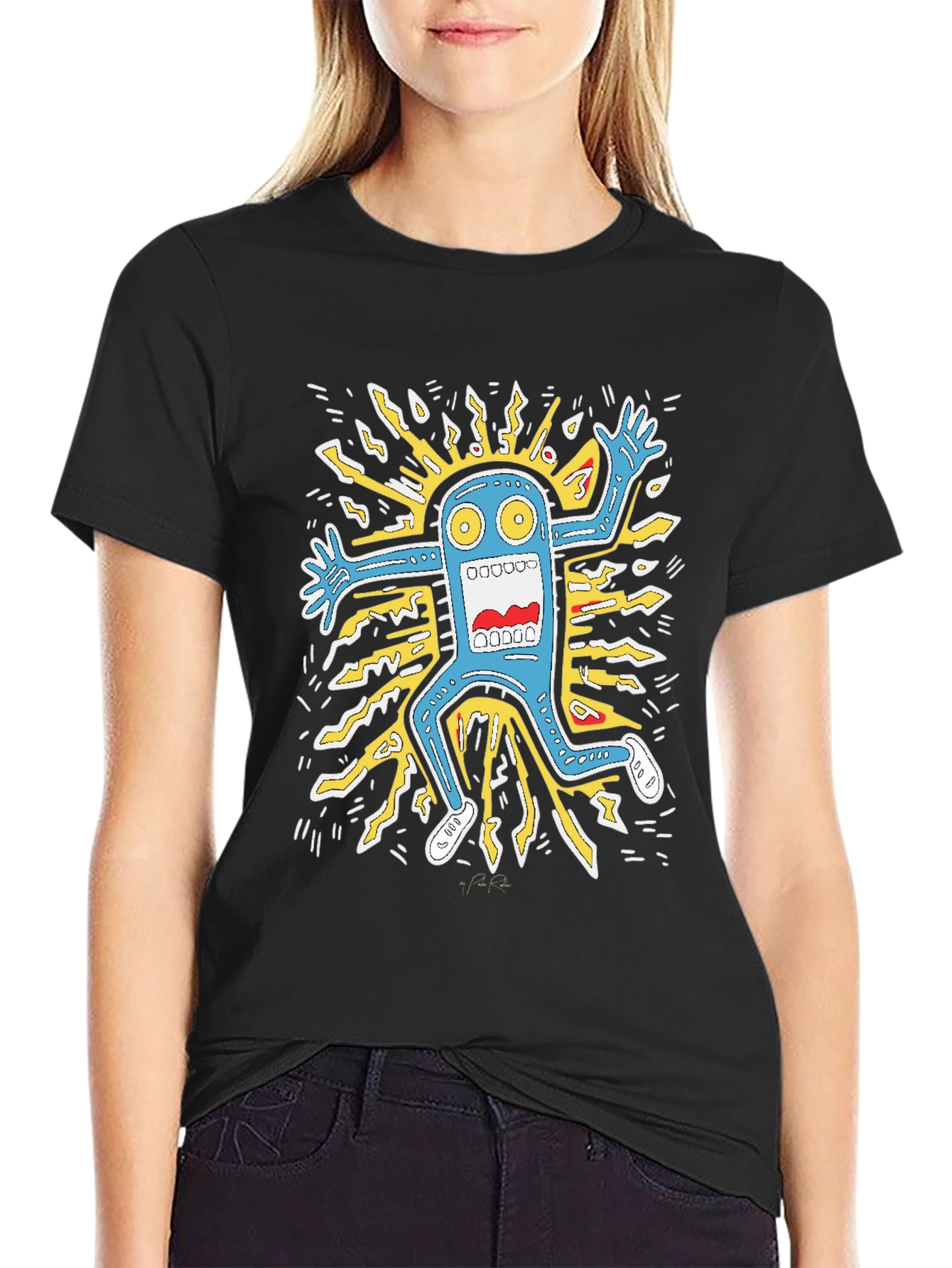 Monster Graphic Tee - Bold Black Cotton T-Shirt