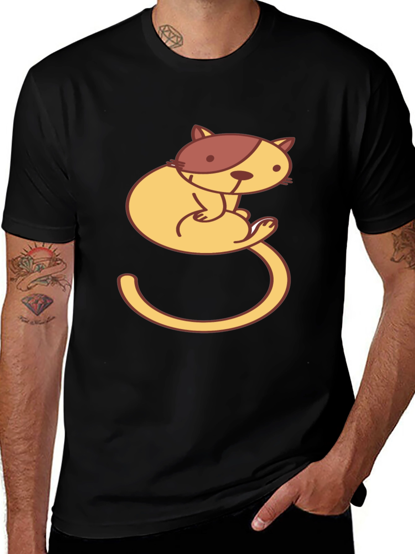Cute Cat Graphic T-Shirt - Unisex Black Tee