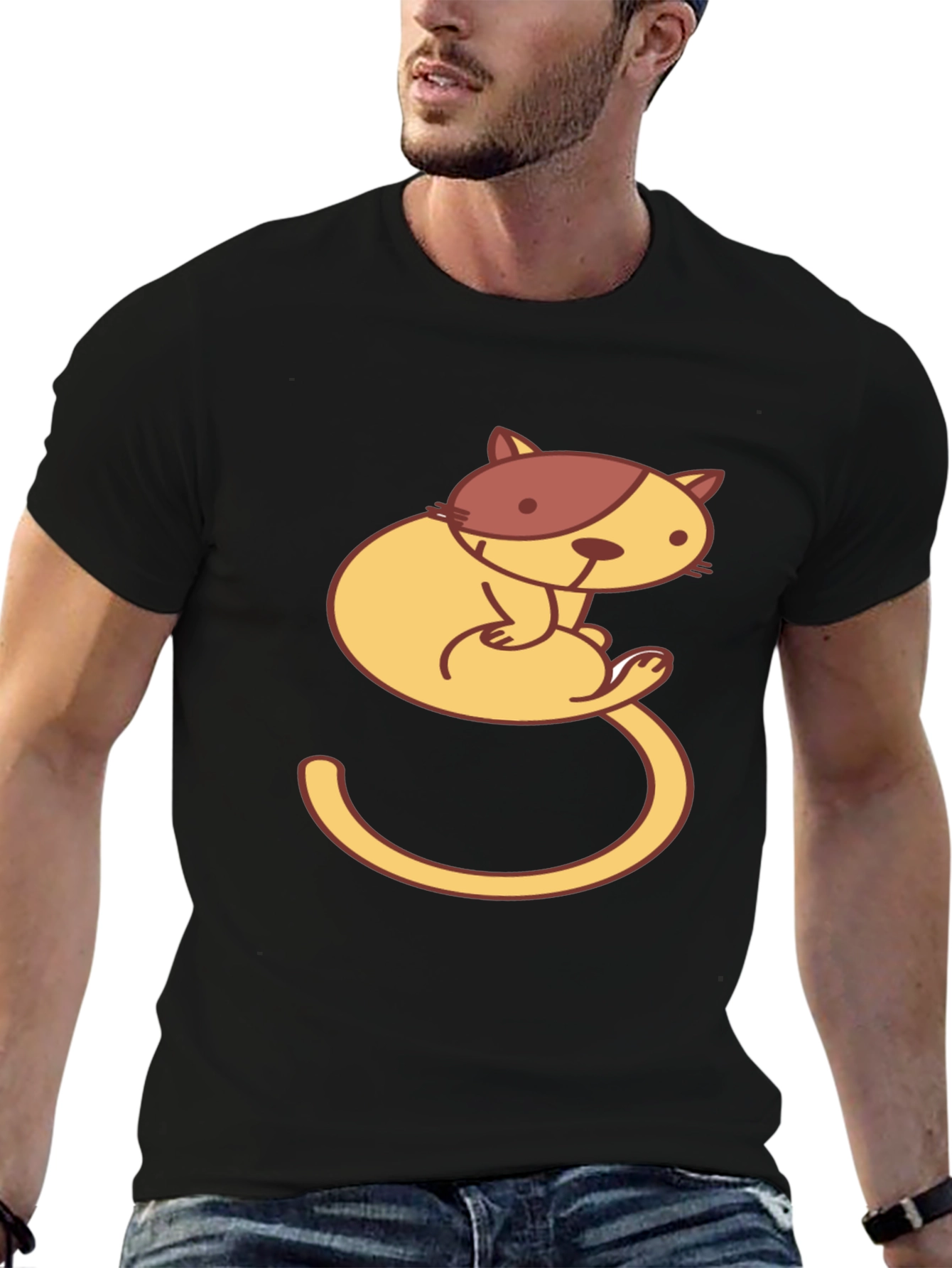 Cute Cat Graphic T-Shirt - Unisex Black Tee
