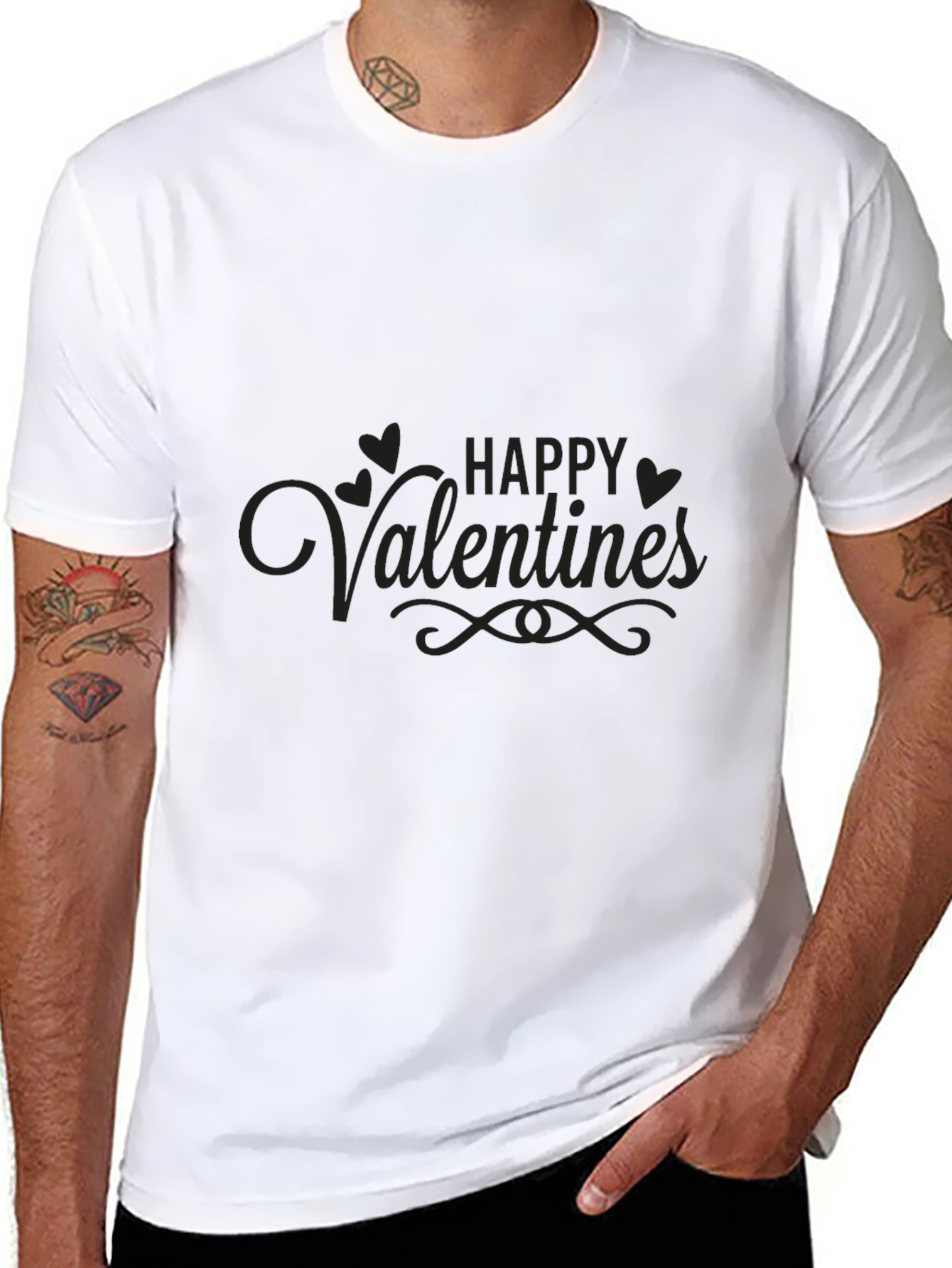 Mens Black Happy Valentines T-Shirt