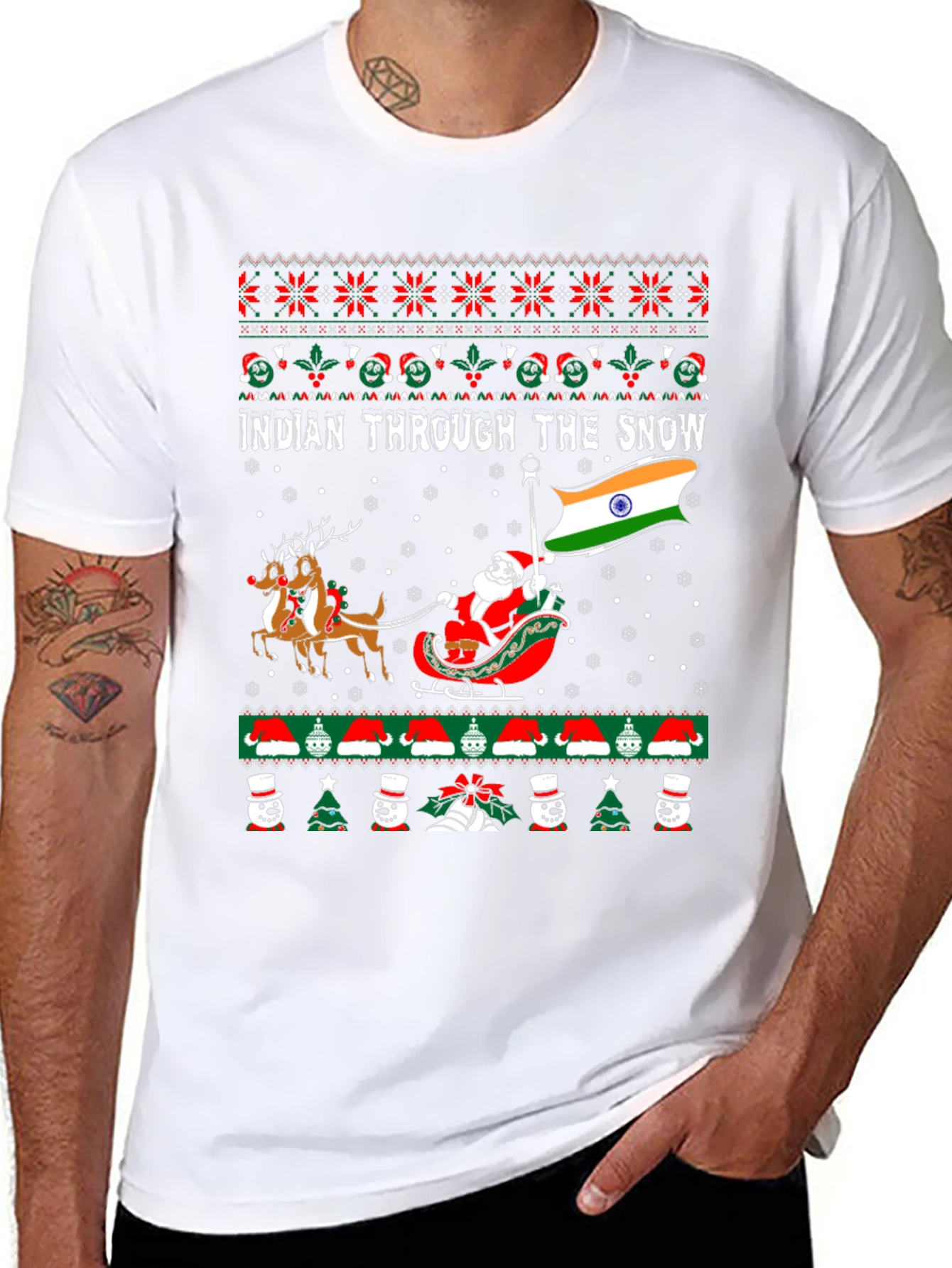 Indian Through The Snow Christmas T-Shirt