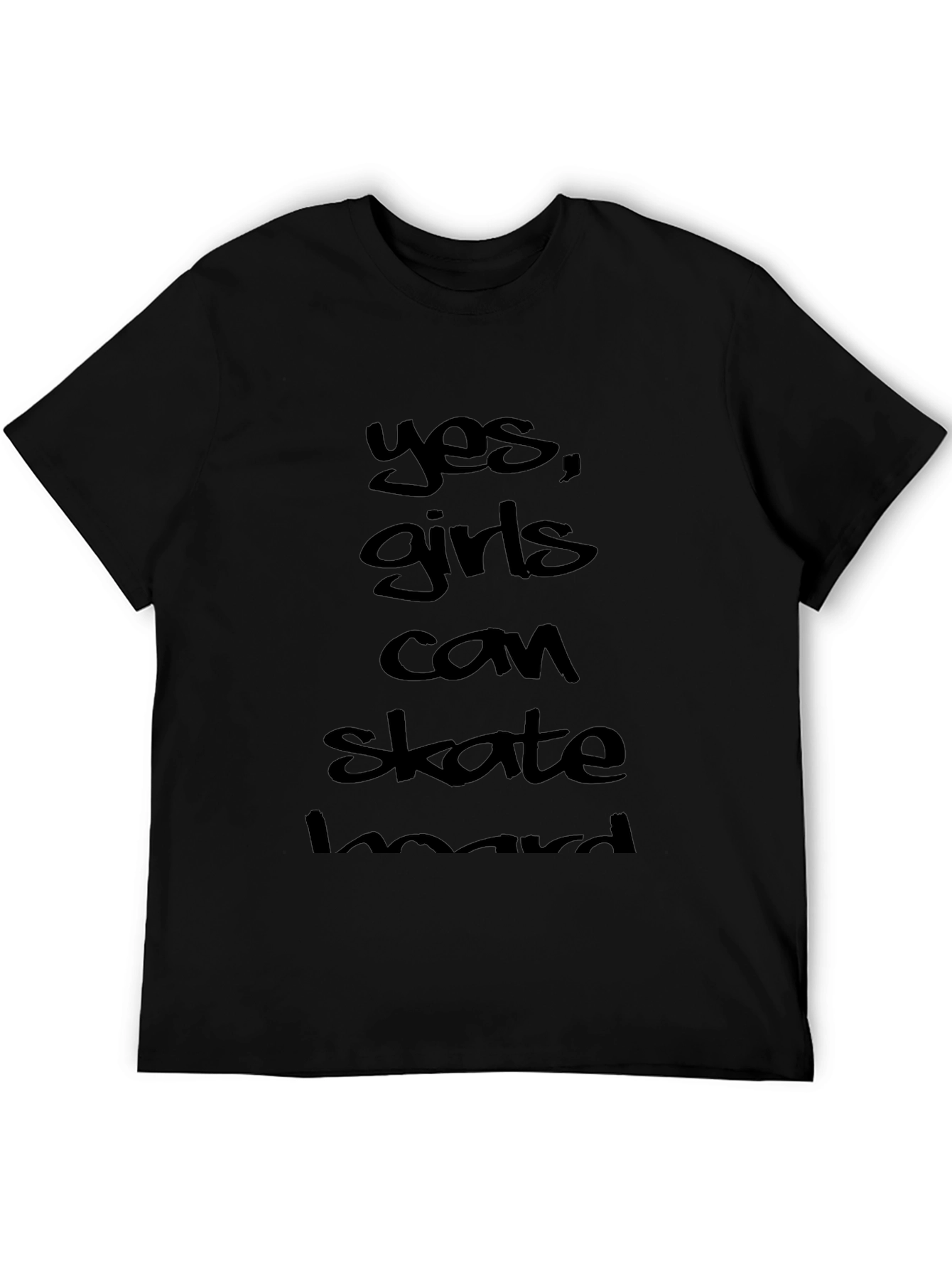 Yes Girls Can Skate Hard Graphic Tee Black