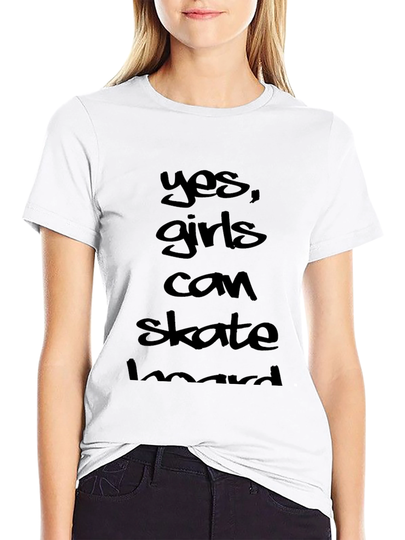 Yes Girls Can Skate Hard Graphic Tee Black
