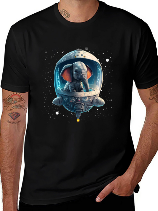 Elephant Astronaut Graphic Tee - Black T-Shirt