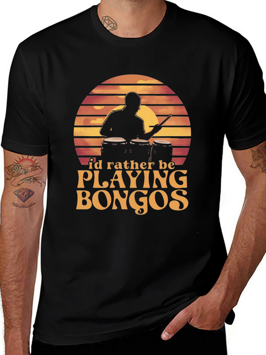 Bongo Player Graphic Tee - Sunset Drummer Shirt
