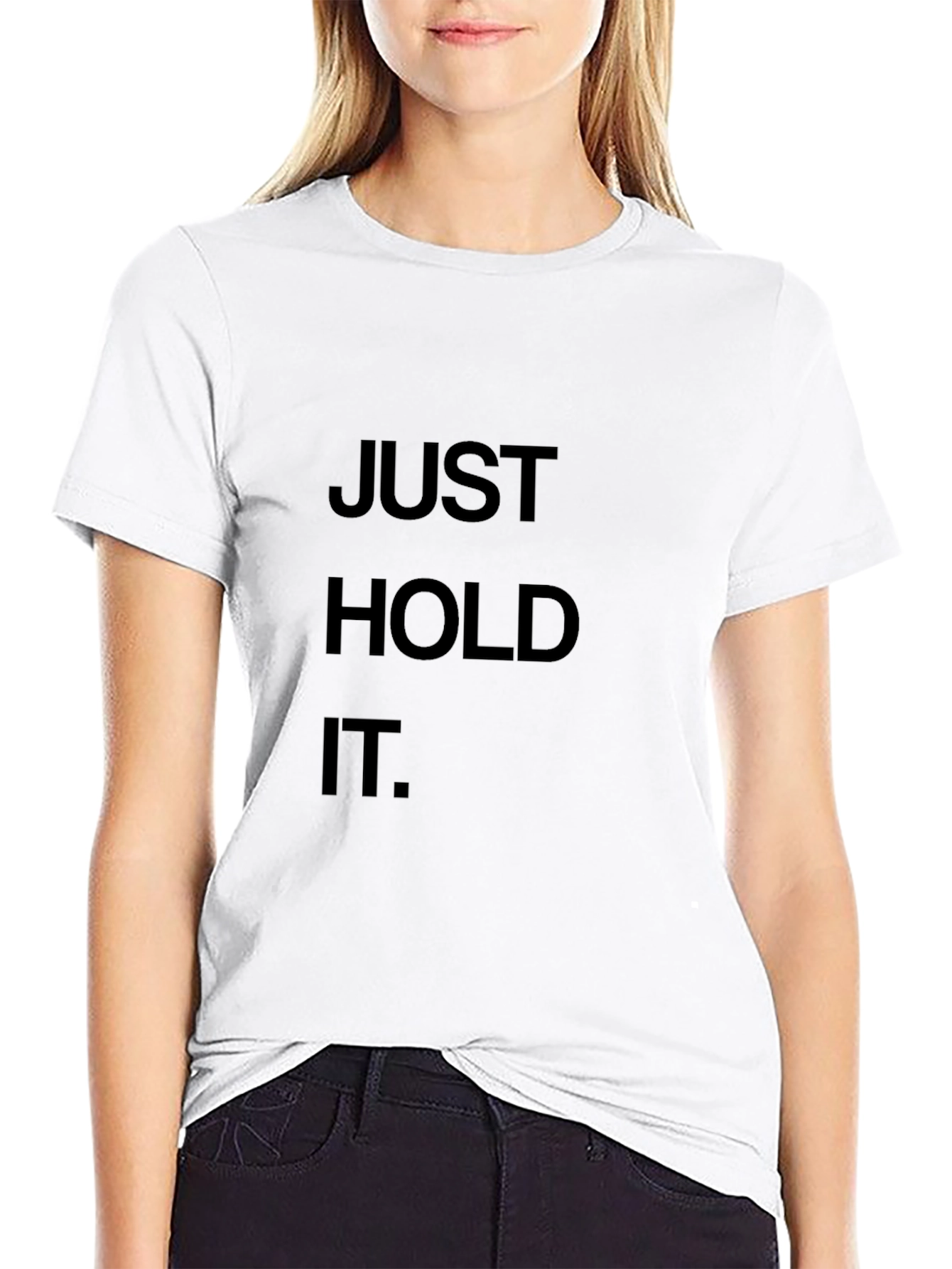 Just Hold It Graphic Tee - Black Cotton T-Shirt
