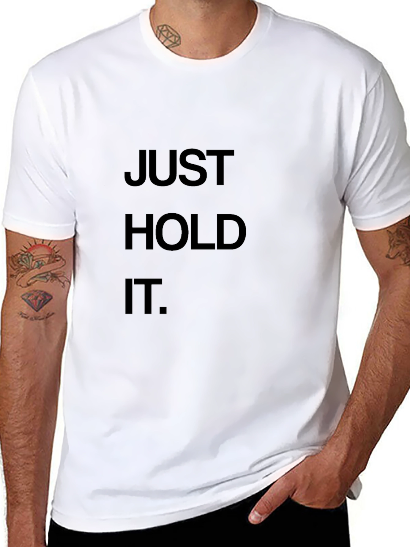Just Hold It Graphic Tee - Black Cotton T-Shirt
