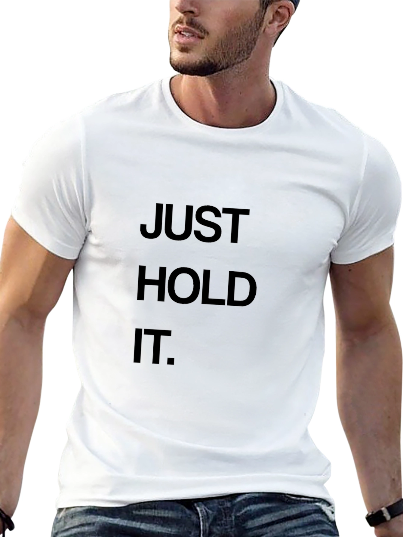 Just Hold It Graphic Tee - Black Cotton T-Shirt