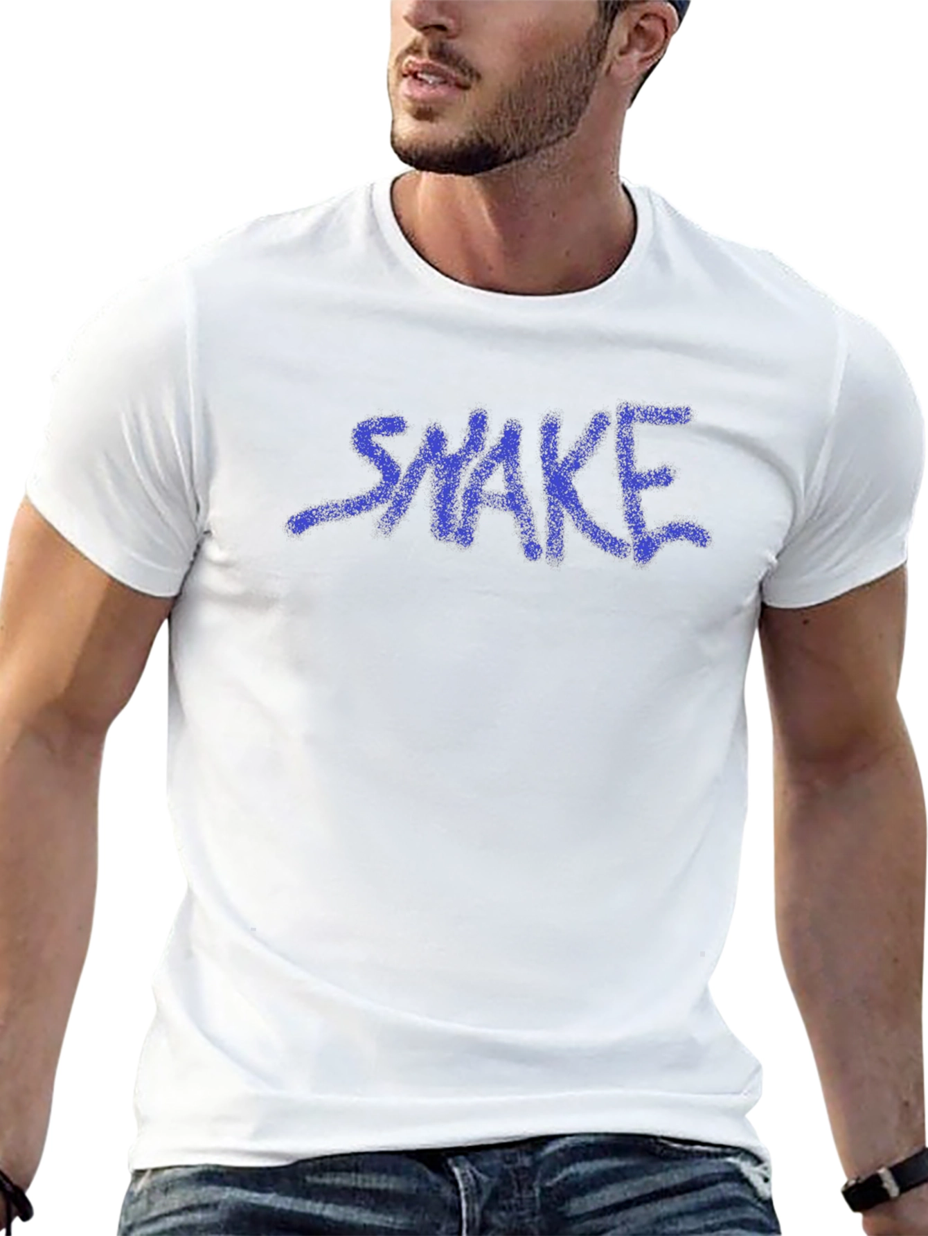 Mens Black T-Shirt with Graffiti Style SNAKE Graphic