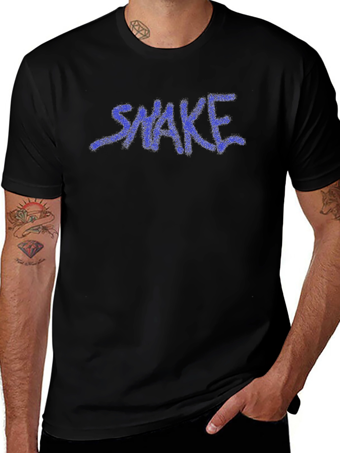 Mens Black T-Shirt with Graffiti Style SNAKE Graphic