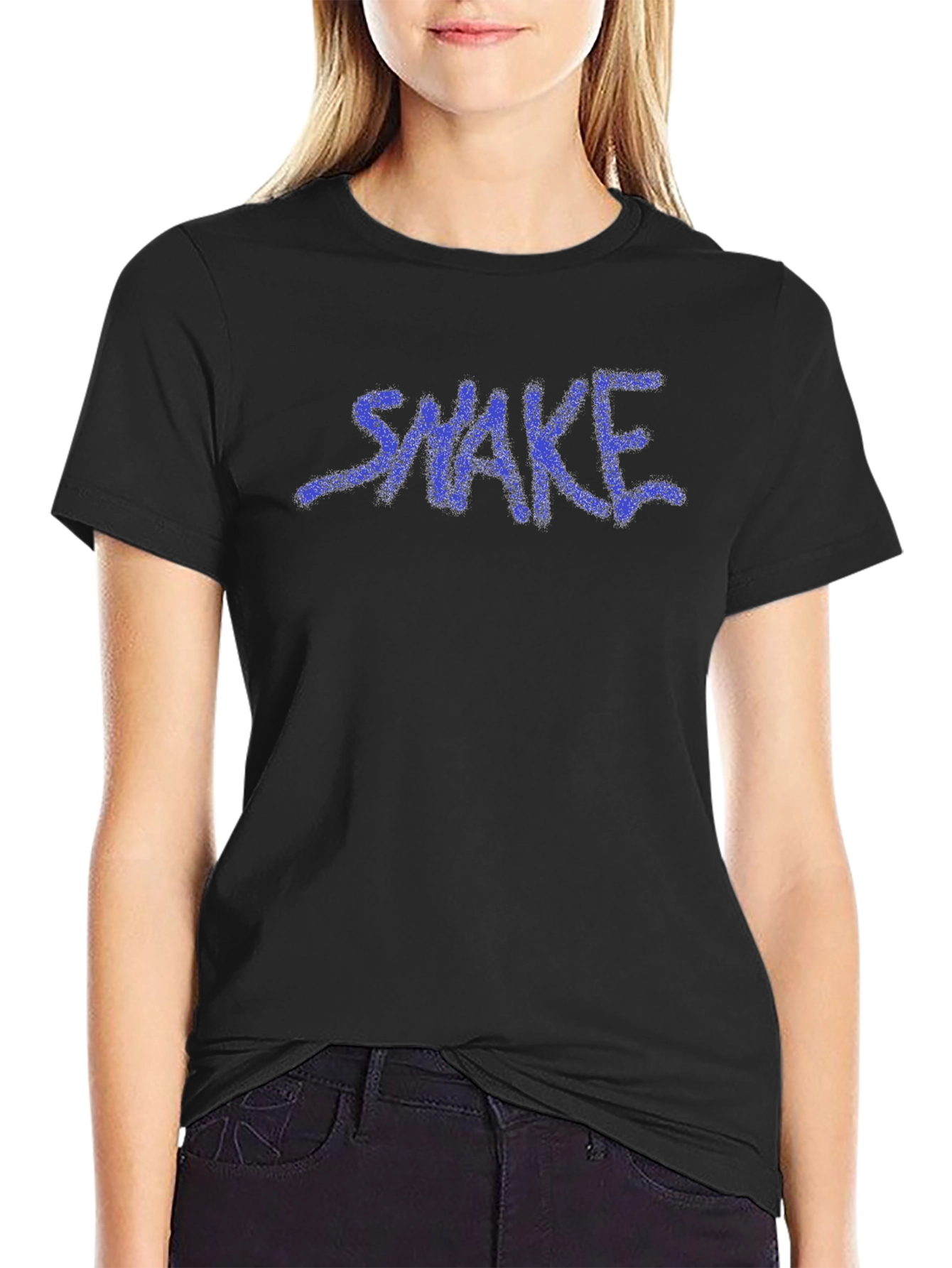 Mens Black T-Shirt with Graffiti Style SNAKE Graphic