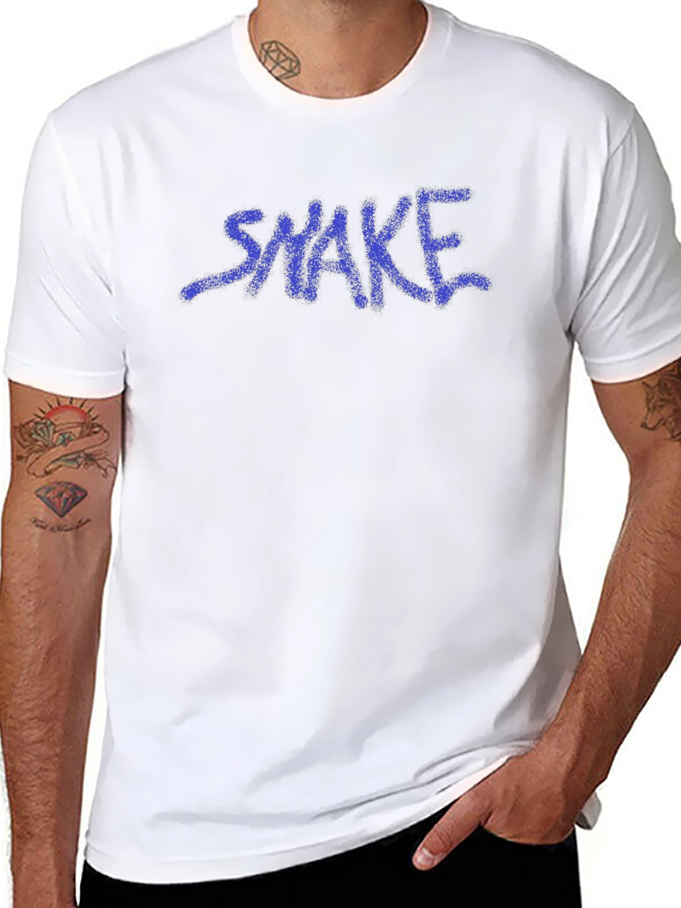 Mens Black T-Shirt with Graffiti Style SNAKE Graphic