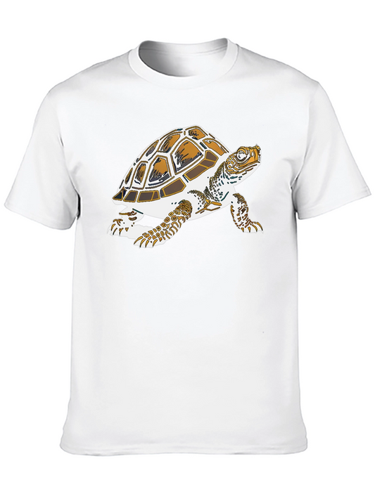 Turtle Graphic Tee - Black Cotton Casual Shirt