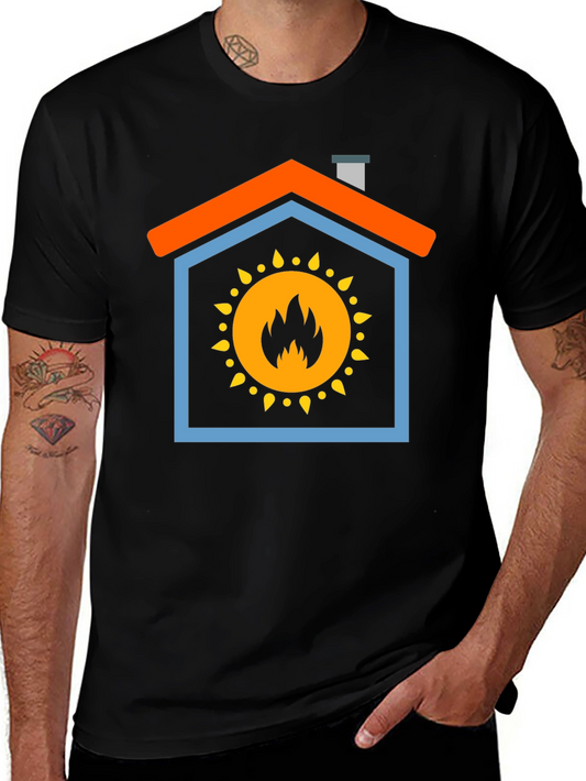Fiery Home T-Shirt - Bold Graphic Design