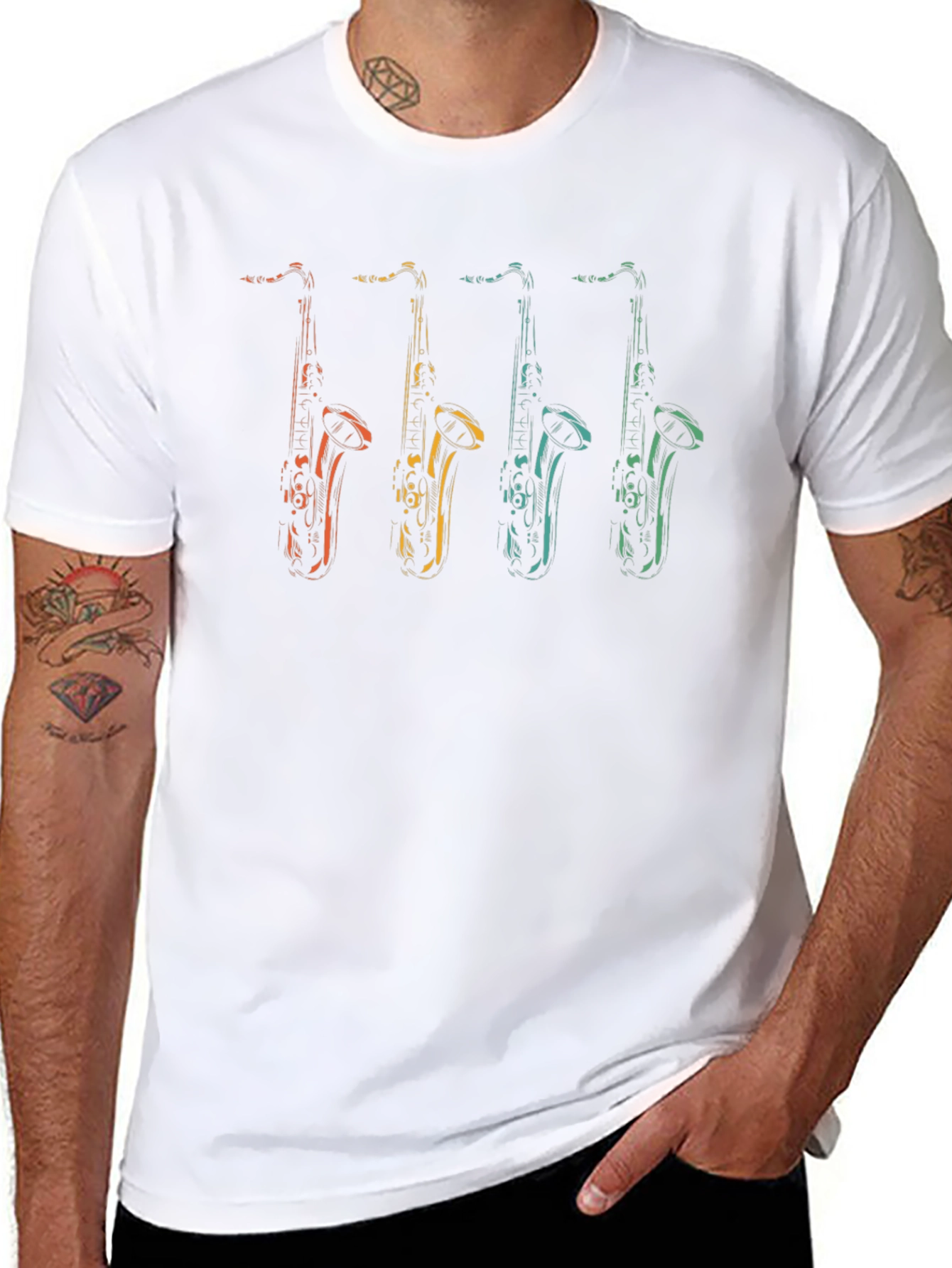 Saxophone Graphic T-Shirt - Retro Music Tee