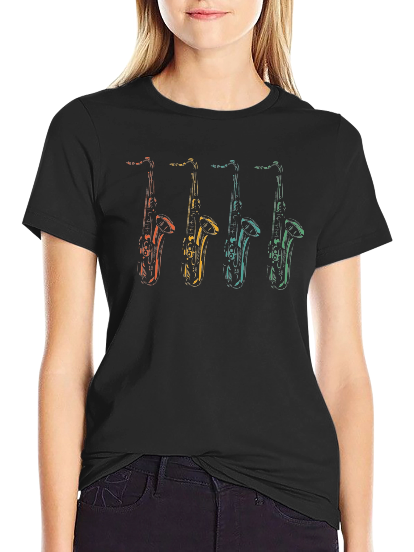 Saxophone Graphic T-Shirt - Retro Music Tee