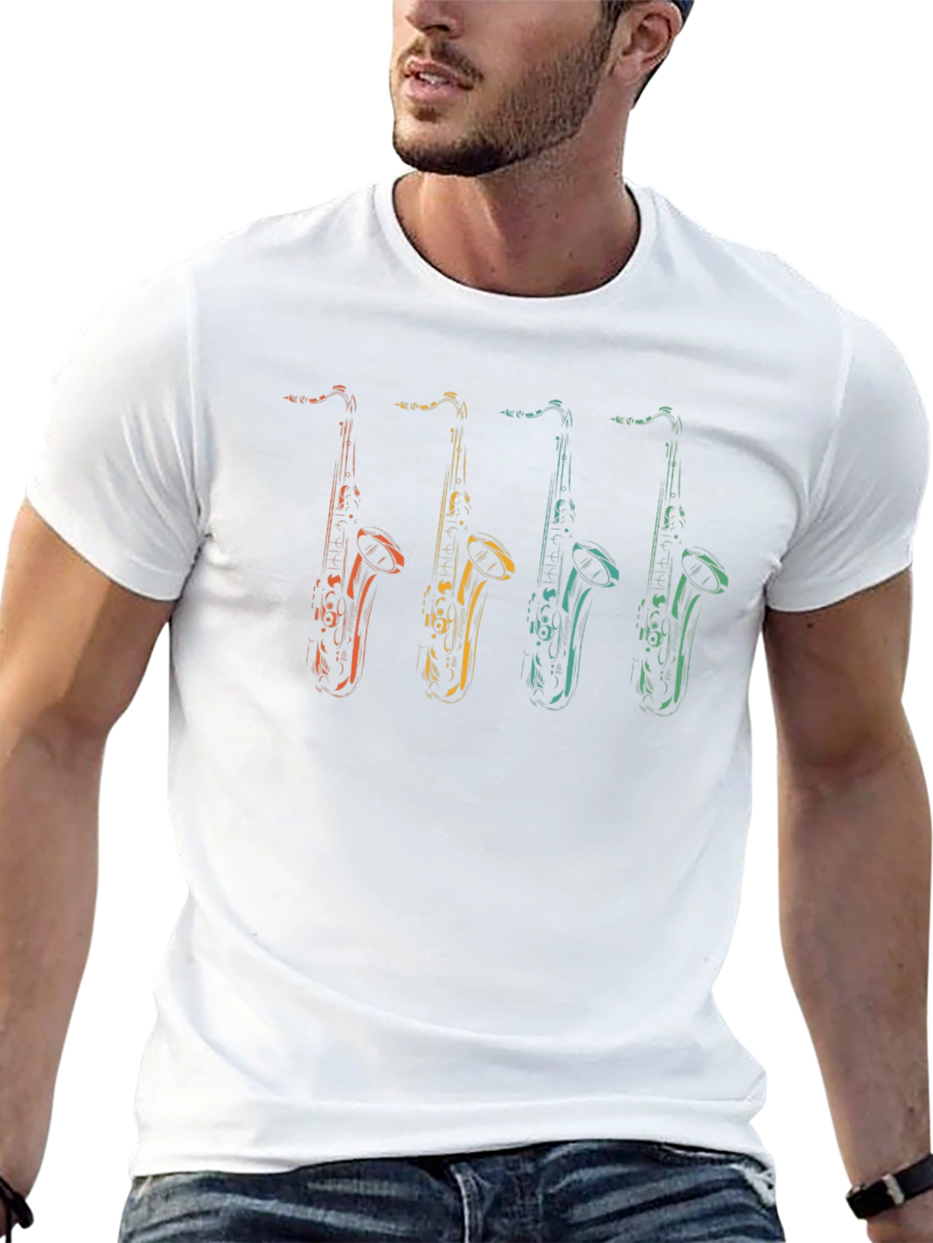 Saxophone Graphic T-Shirt - Retro Music Tee