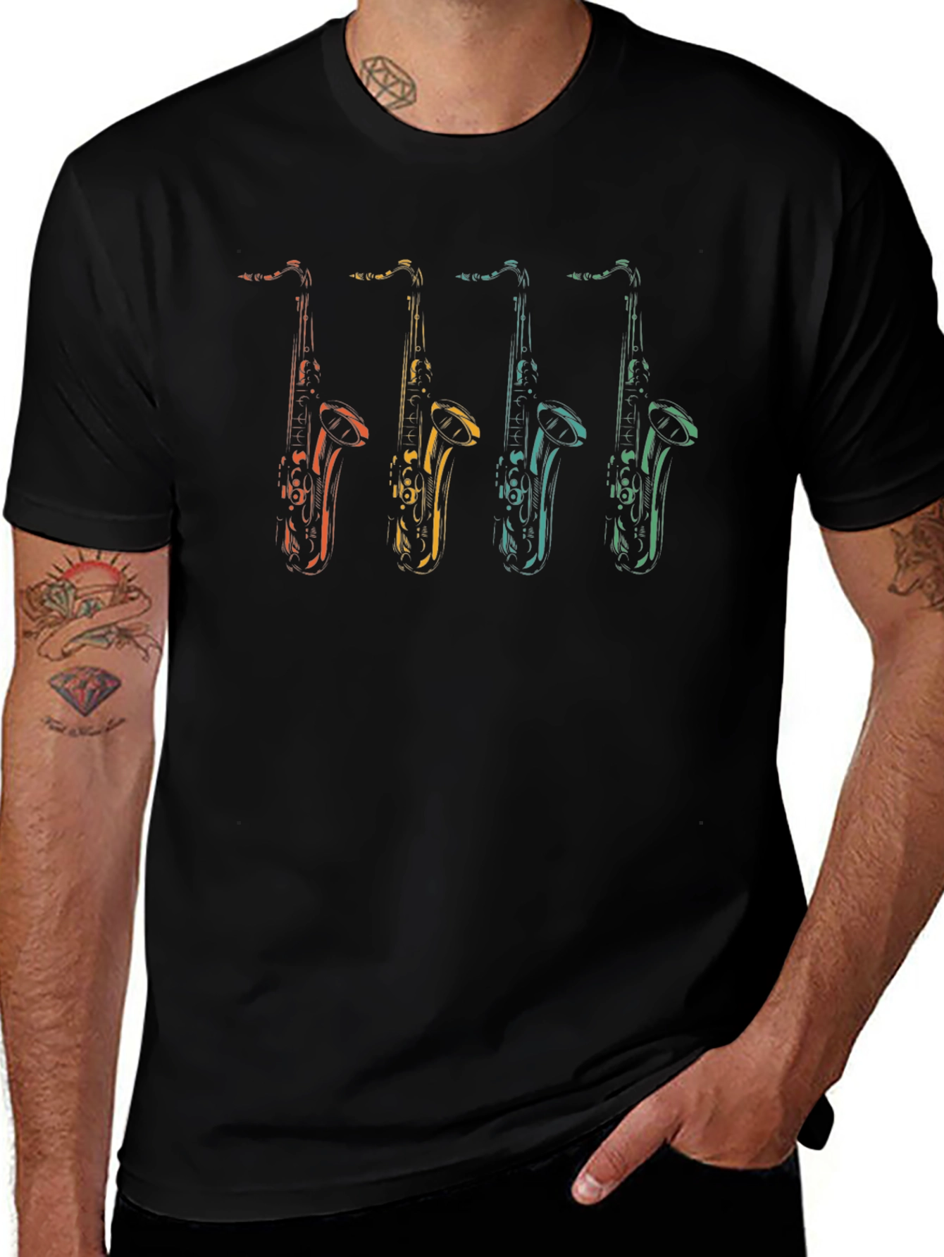 Saxophone Graphic T-Shirt - Retro Music Tee