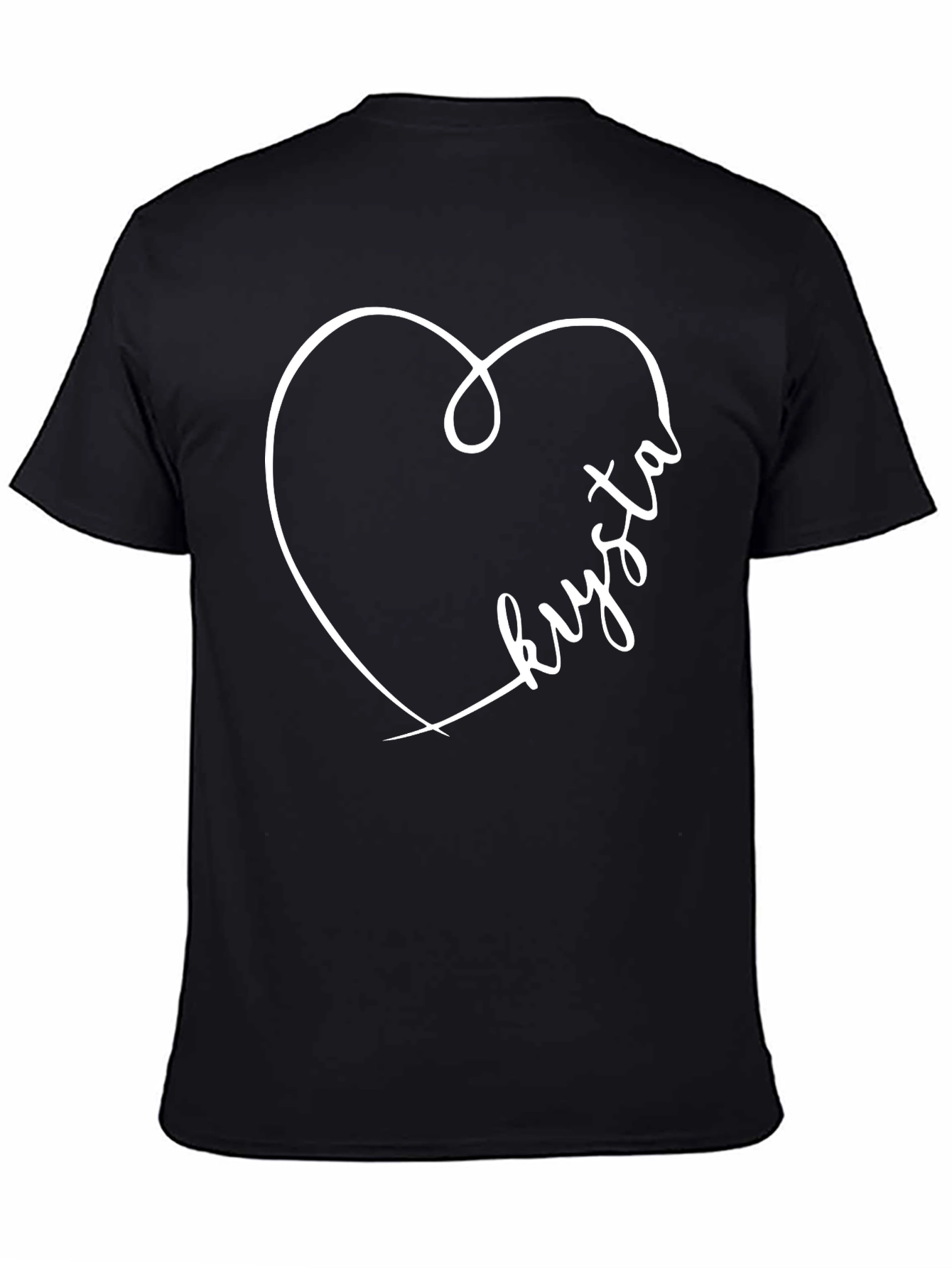 Custom Name Heart Graphic T-Shirt - Black