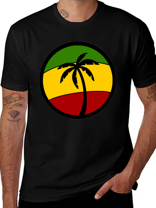 Rasta Palm Tree Graphic Tee - Reggae Style
