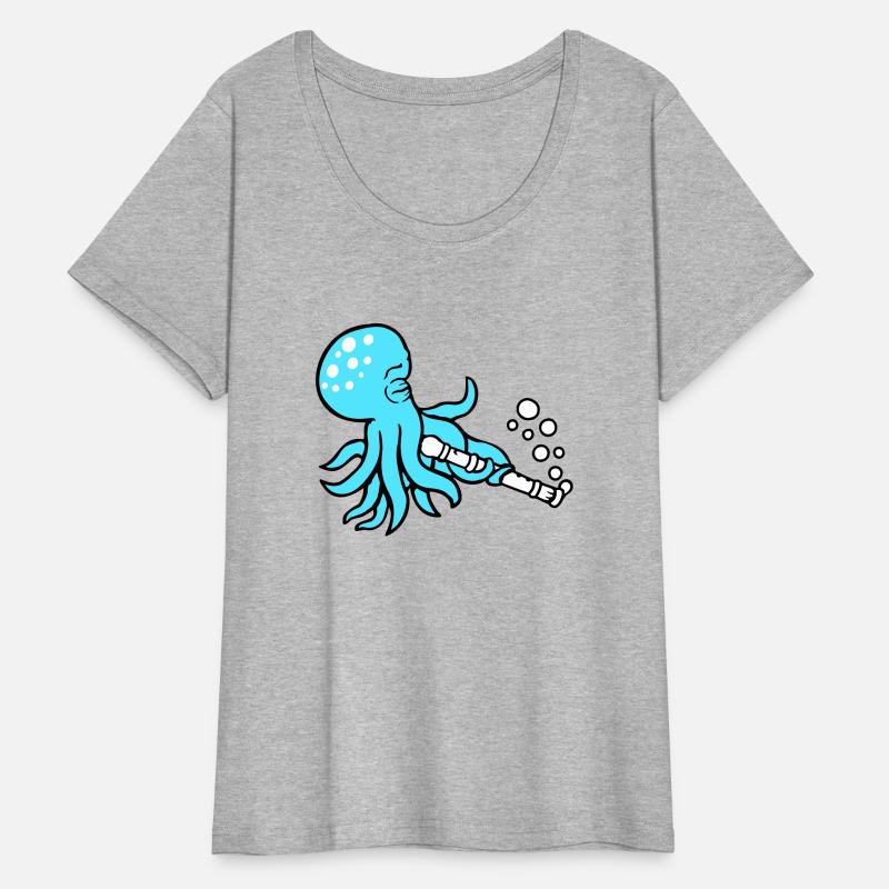 Octopus flute playing music bubbles under water