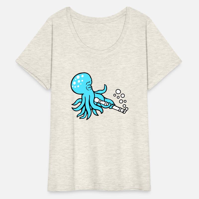 Octopus flute playing music bubbles under water