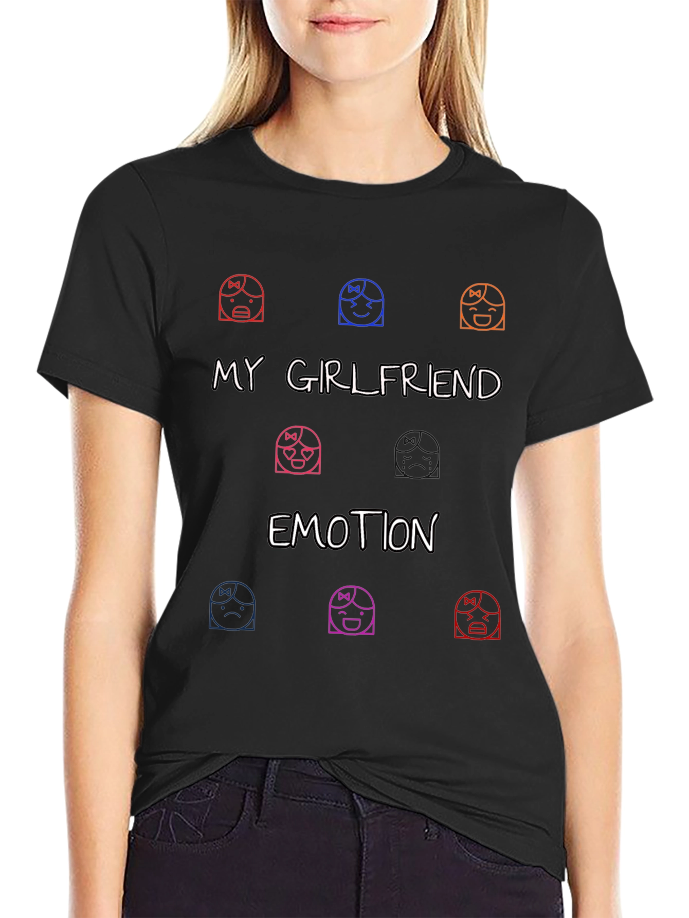 My Girlfriend Emotion Graphic Tee - Black T-Shirt