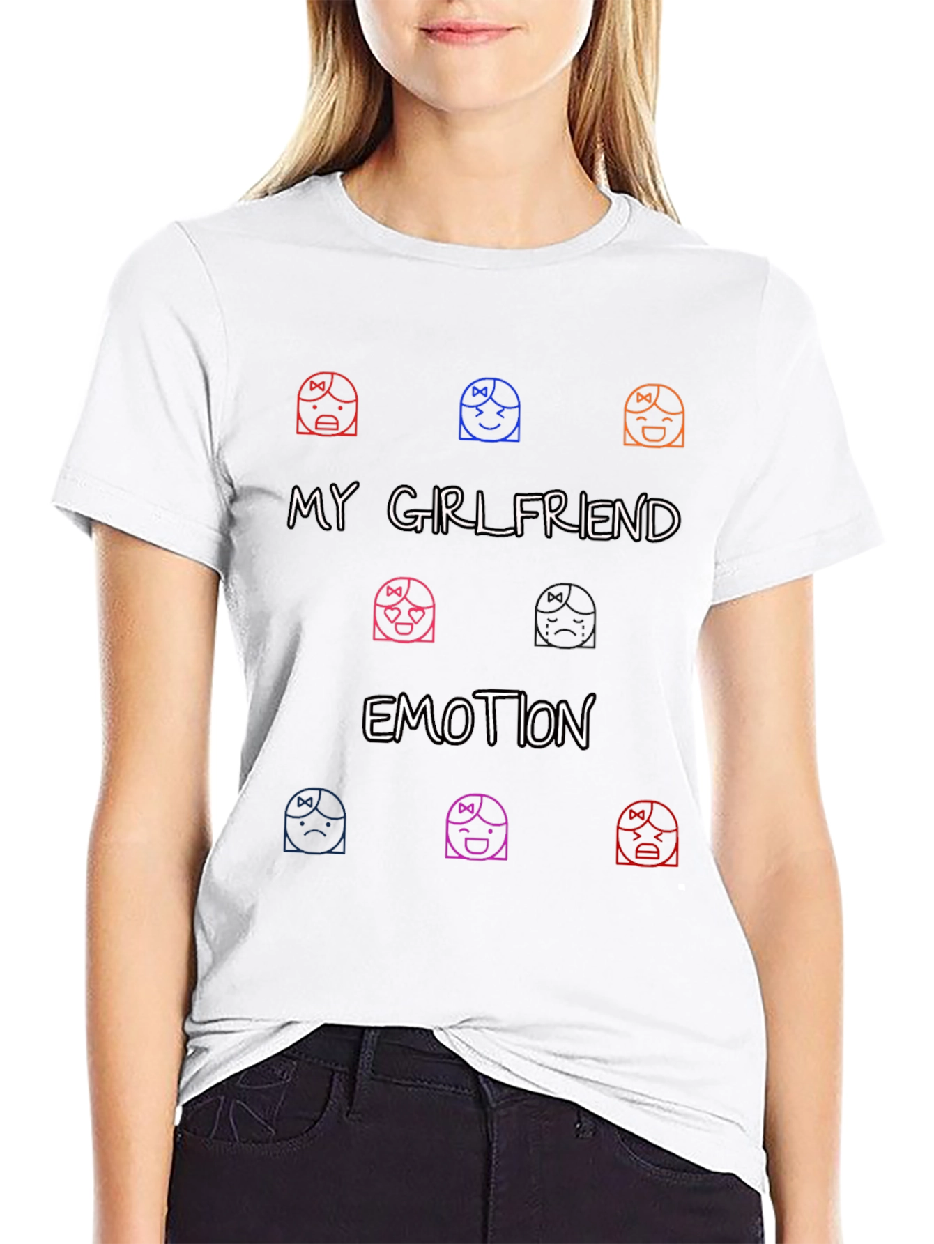 My Girlfriend Emotion Graphic Tee - Black T-Shirt