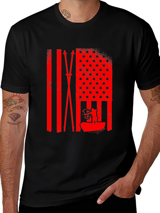 American Flag Fishing T-Shirt - Patriotic Fisherman Tee