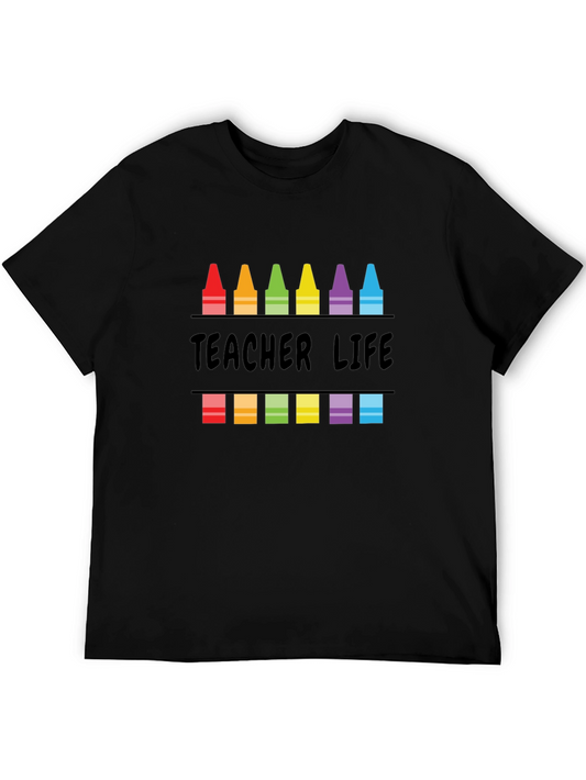 Teacher Life Crayon Graphic T-Shirt