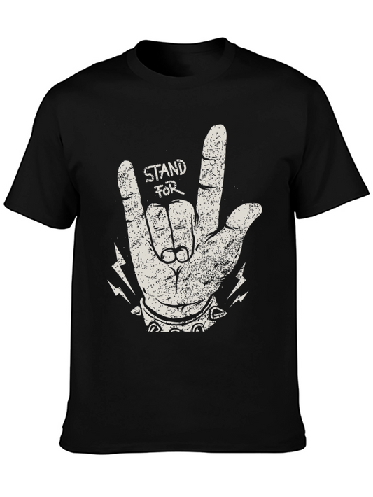Stand For Rock Graphic Black T-Shirt
