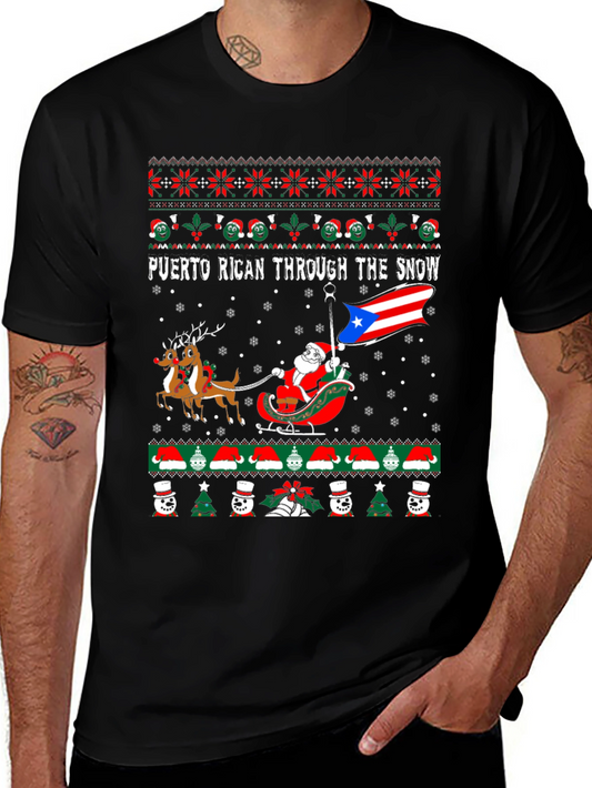 Puerto Rican Through the Snow Ugly Christmas T-Shirt