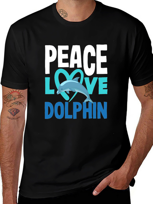 Peace Love Dolphin Graphic T-Shirt