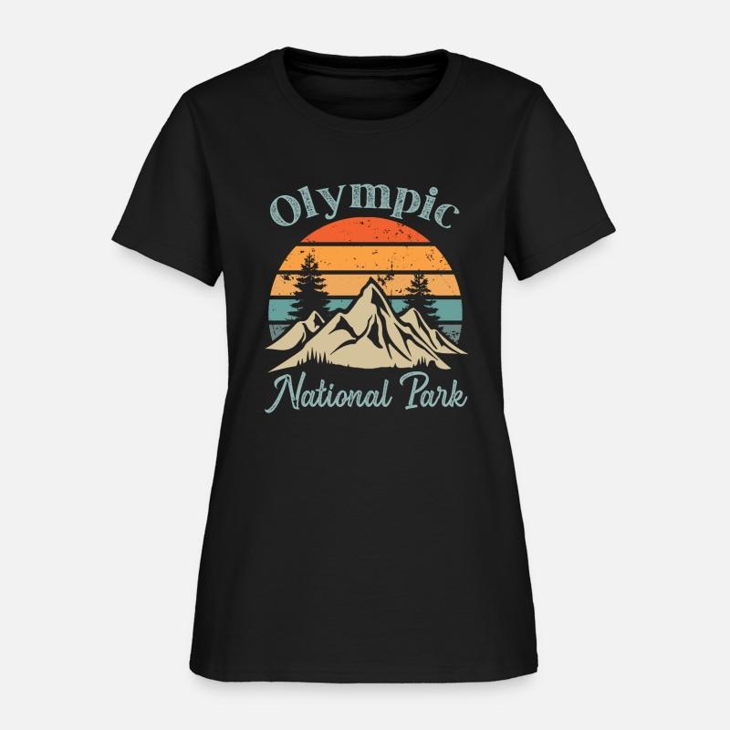 Olympic National Park Retro Vintage Mountain Sunse