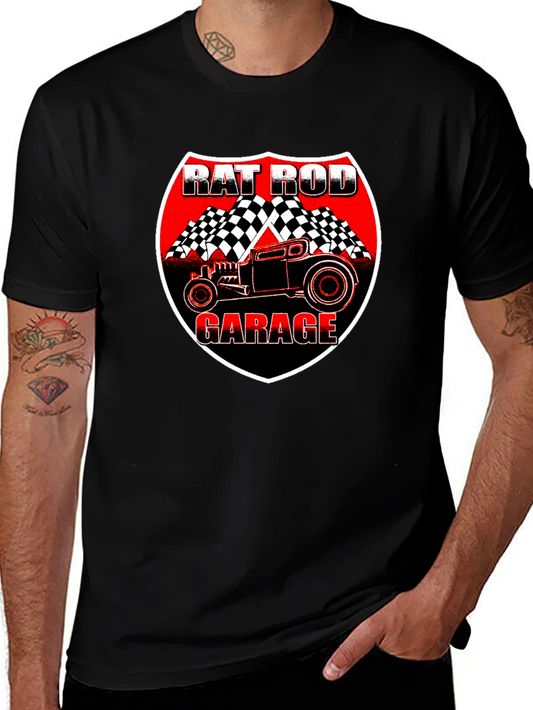 Rat Rod Garage Graphic T-Shirt - Hot Rod Car Design