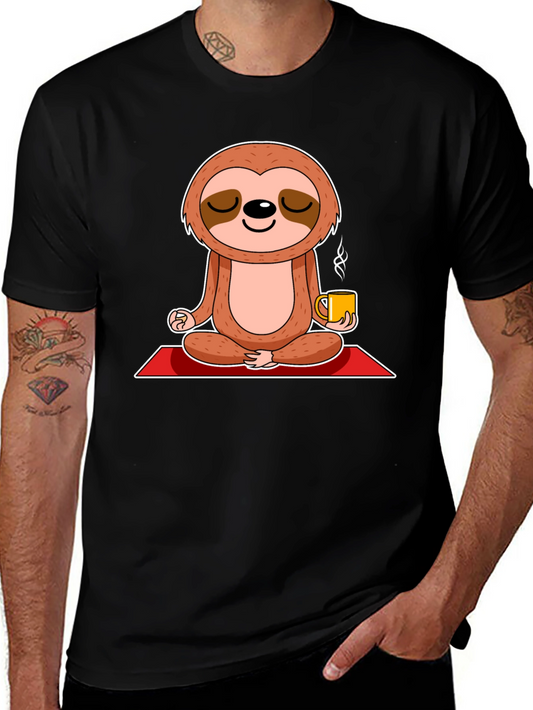 Zen Sloth Coffee T-Shirt - Meditating Animal Tee
