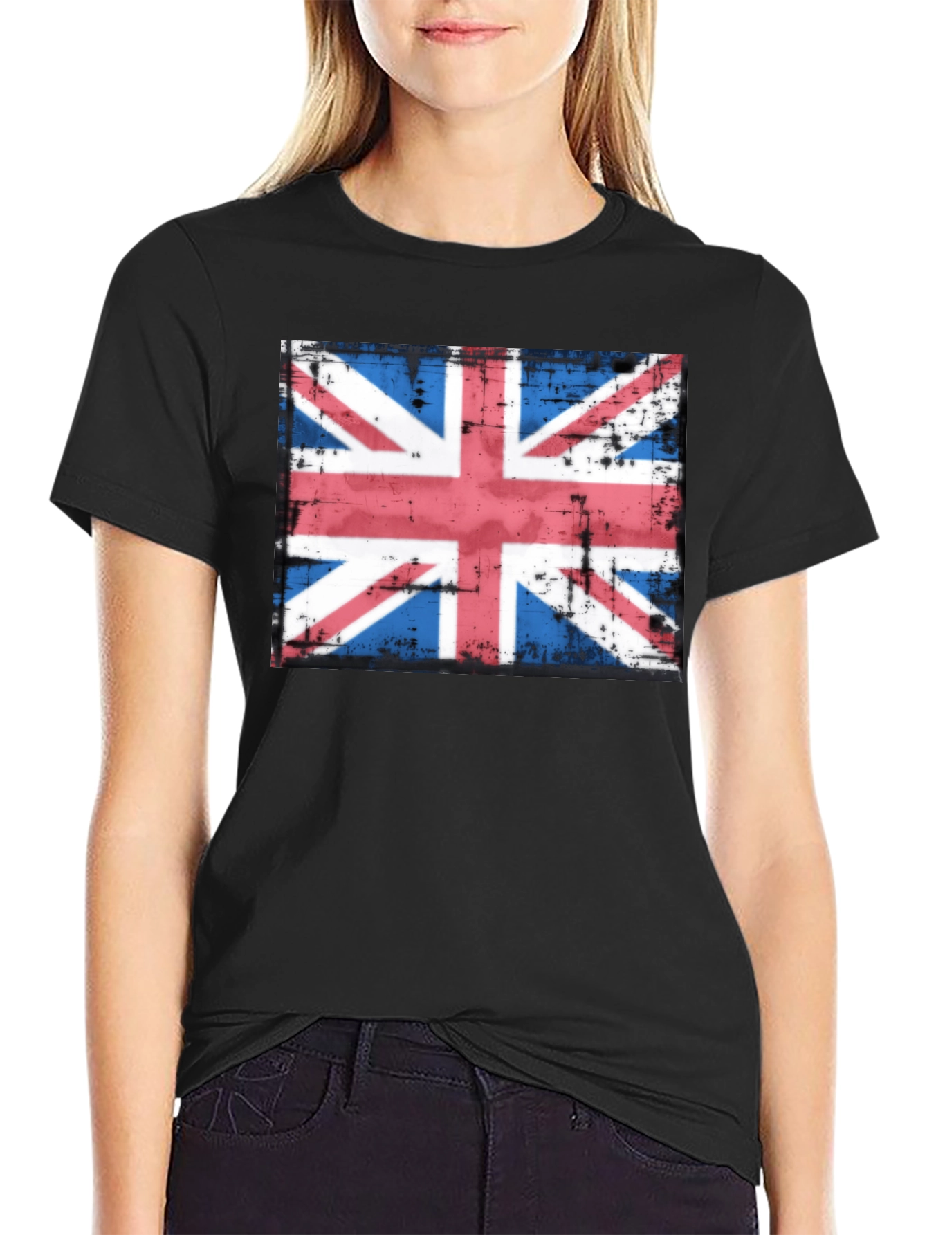 Union Jack Flag Graphic T-Shirt - Distressed Look