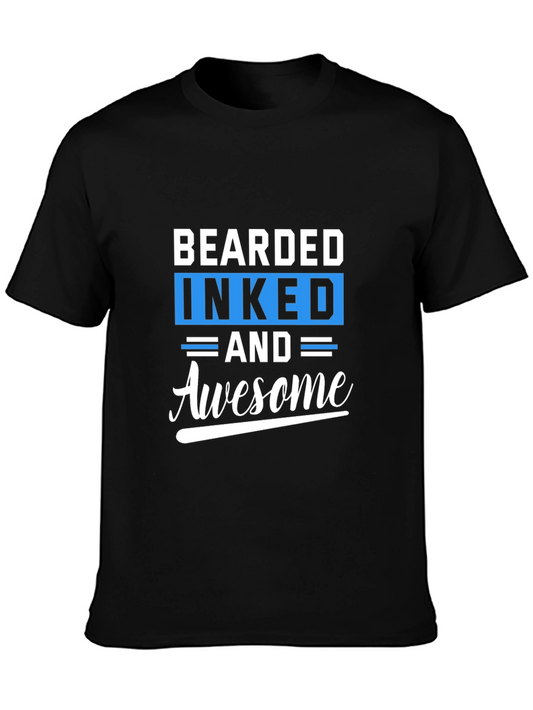 Bearded Inked Awesome Black T-Shirt