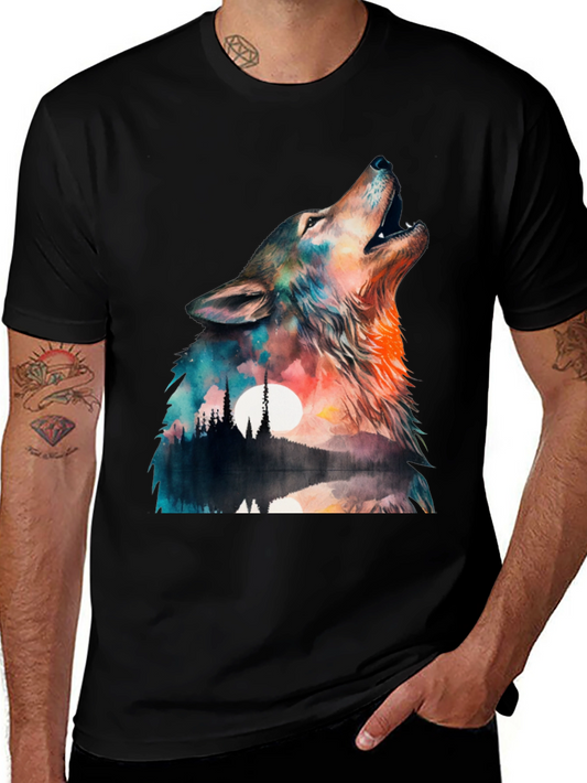Wolf Howl Graphic T-Shirt - Nature Design