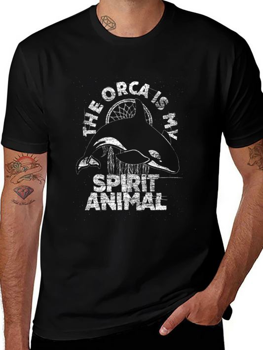 Orca Spirit Animal Graphic T-Shirt - Black
