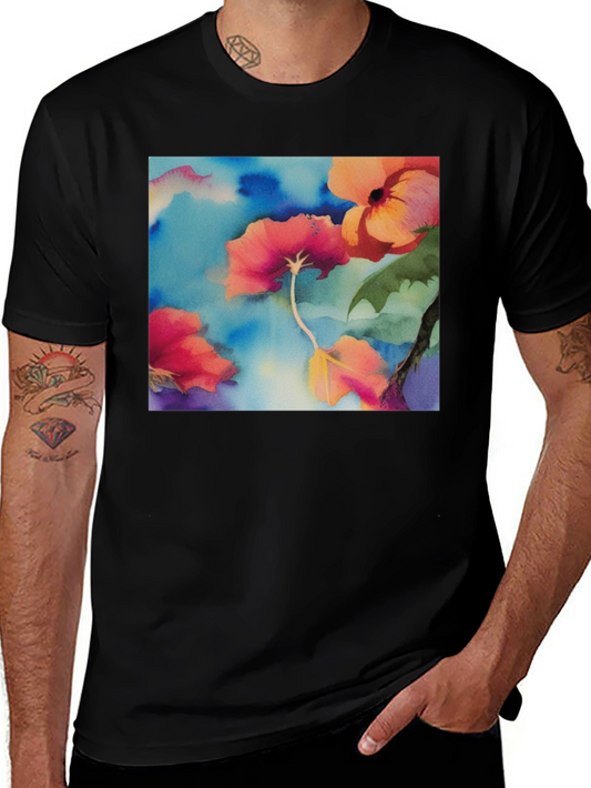 Floral Watercolor T-Shirt - Artsy Style