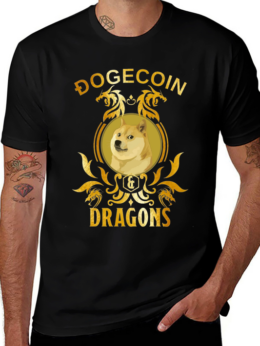 Dogecoin & Dragons Black T-Shirt - Crypto Style