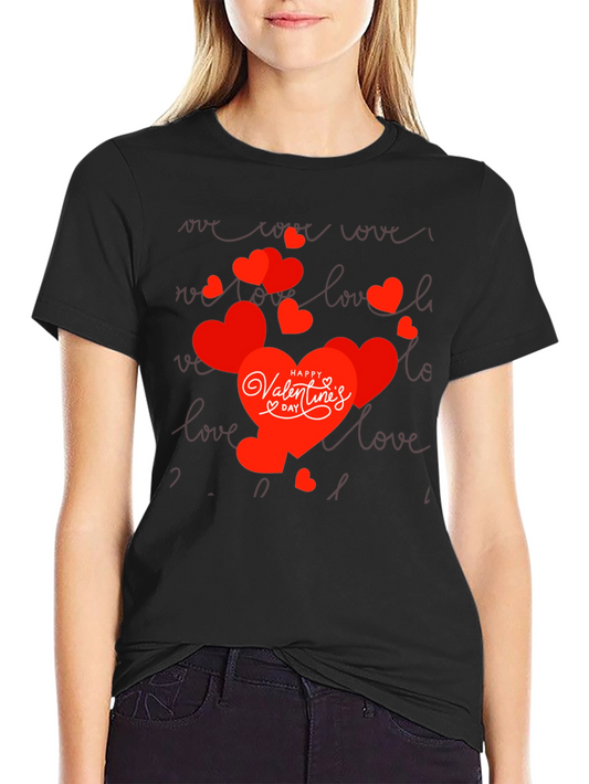 Valentines Day Heart Graphic Tee - Stylish Black Shirt