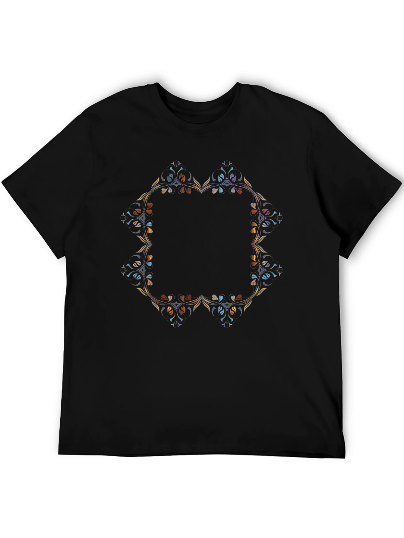 Floral Mandala Graphic Black T-Shirt